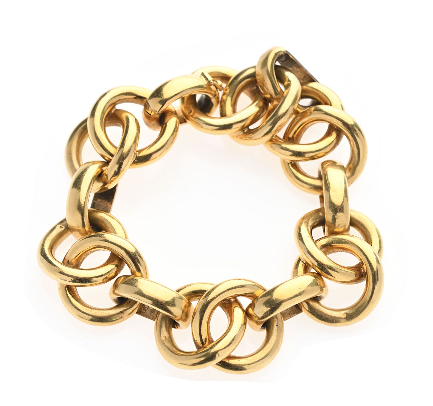 Null BRACELET in yellow gold 750/°° round mesh alternated with clasps in a semic&hellip;