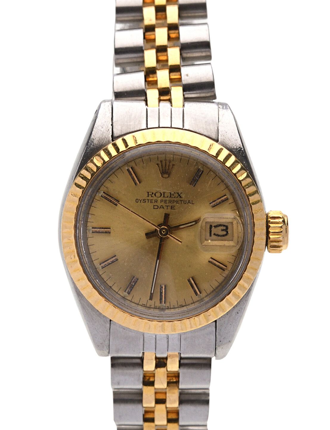 Null ROLEX - Ladies' watch Oyster Perpetual Date - Ref 6917F - stainless steel c&hellip;