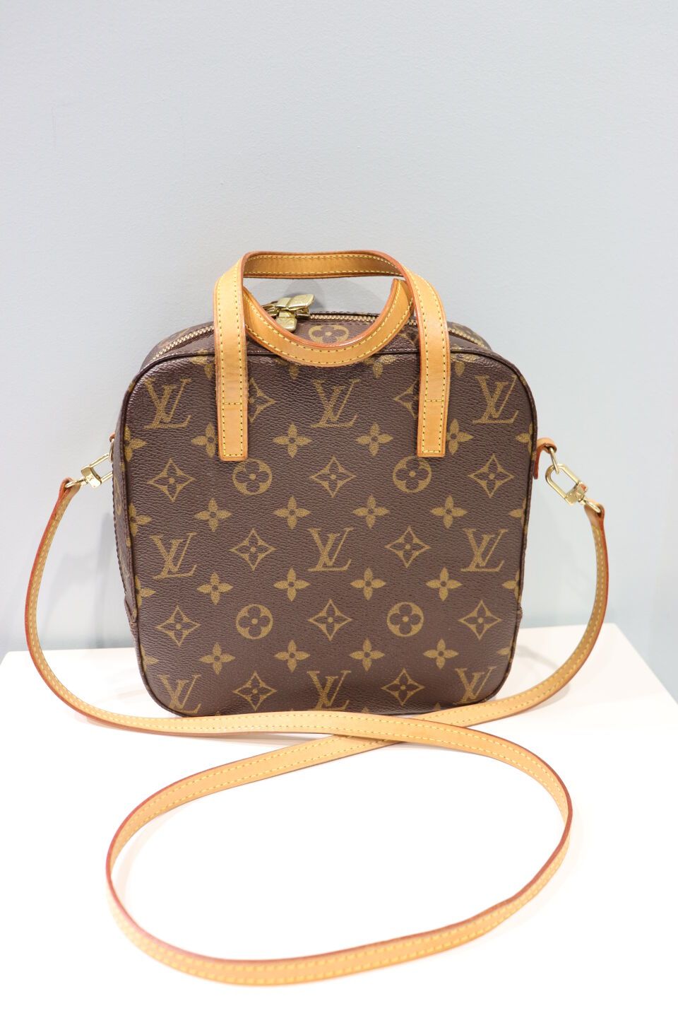 Null LOUIS VUITTON - Shoulder bag model "Spontini" in monogram coated canvas, le&hellip;