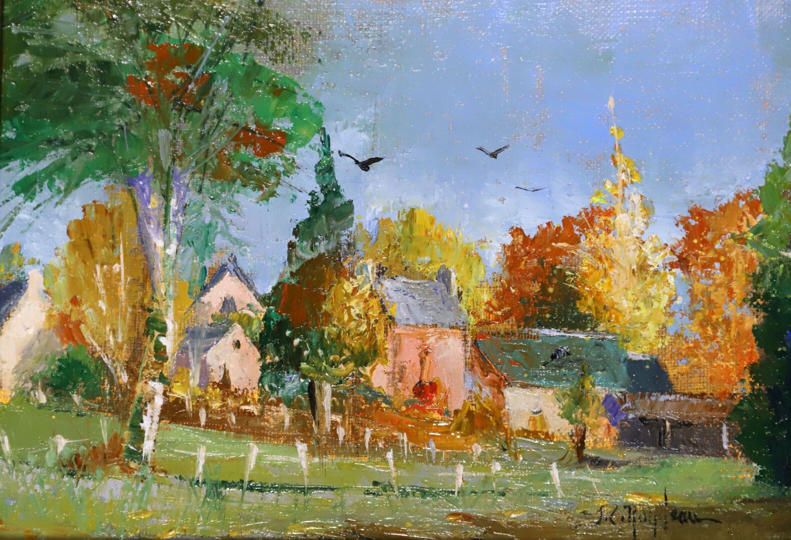 Null 让-克洛德-龙德(Jean-Claude RONDEAU) (生于1955年)
秋天的风景。 
布面油画，右下角有签名 
16 x 22 cm
