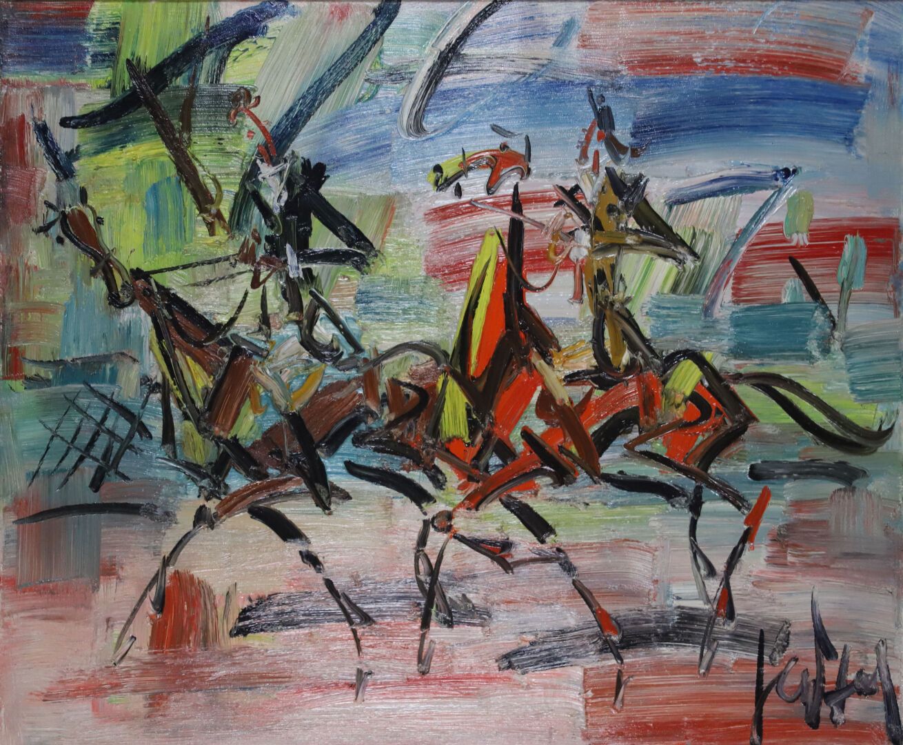 Null 根宝(1895-1975)
骑手们
布面油画，右下角有签名
46 x 55厘米
背面有GEN PAUL的证书
出处：APESTEGUY画廊，Deauv&hellip;