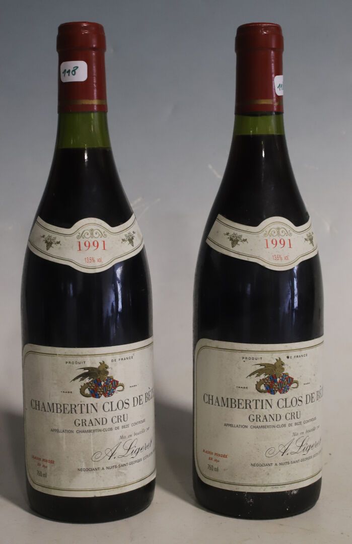 Null 2 bouteilles Chambertin Clos de Bèze, grand cru, A. Ligeret 1991