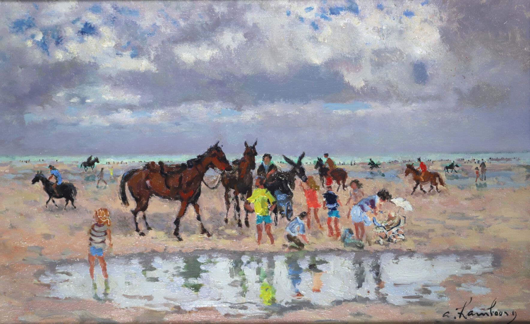 Null 安德烈-汉博格 (1909-1999)
海滩上的马；1960年
布面油画，右下方有签名，背面有标题和日期 
22 x 35厘米
出处：戛纳Croise&hellip;