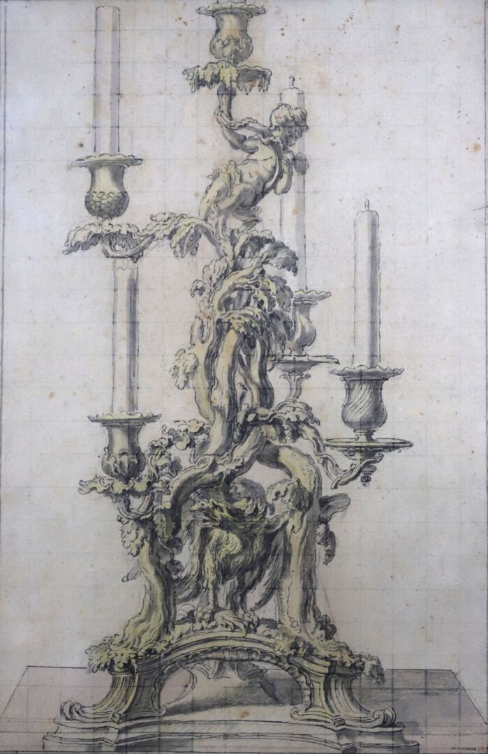 Null Juste-Aurèle MEISSONNIER (1693-1750)
Projet de chandelier
Pierre noire, plu&hellip;