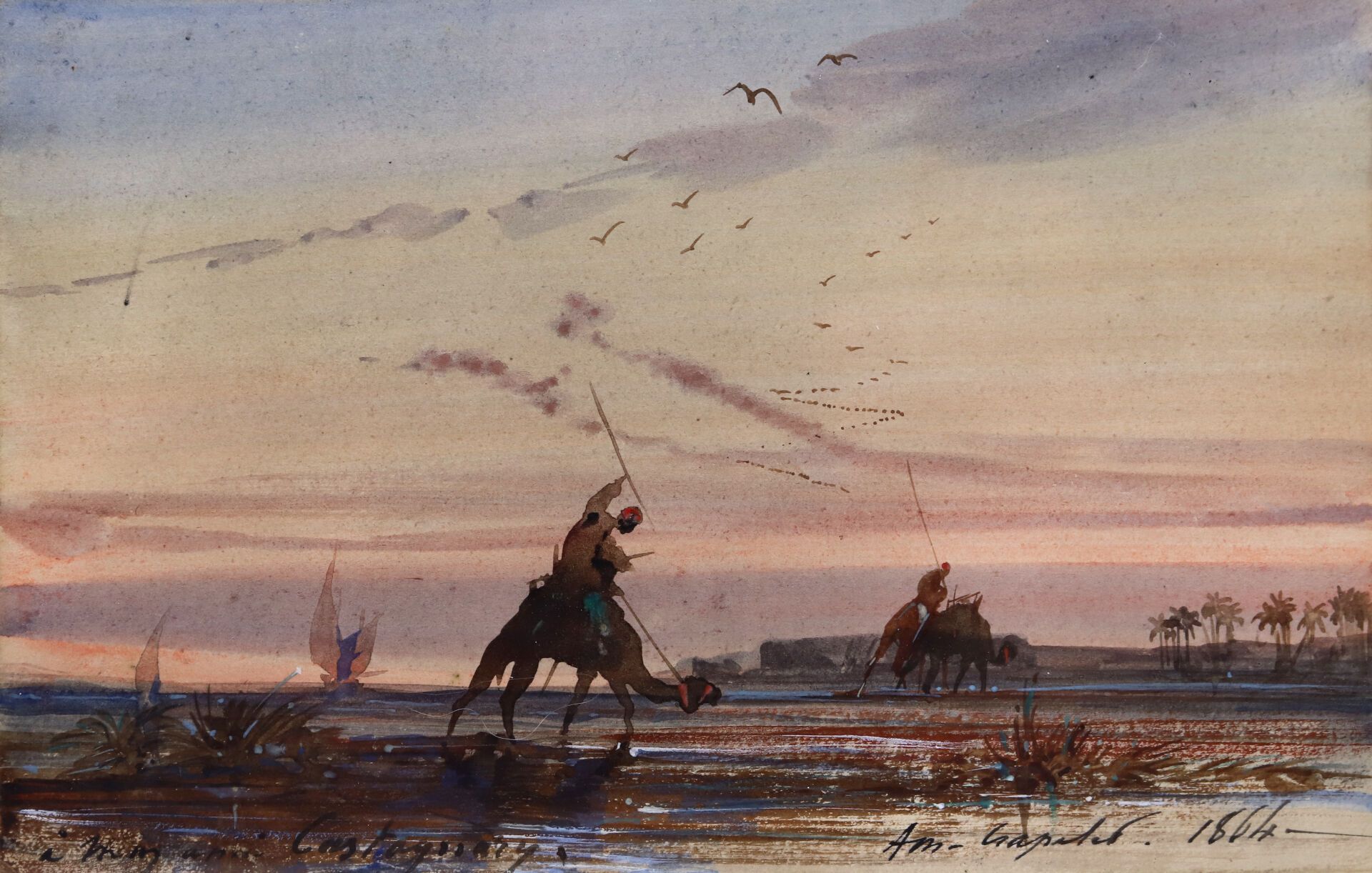 Null Louis Aimable CRAPELET (1822-1867) 
"Scène orientaliste en bord de mer" 
AQ&hellip;