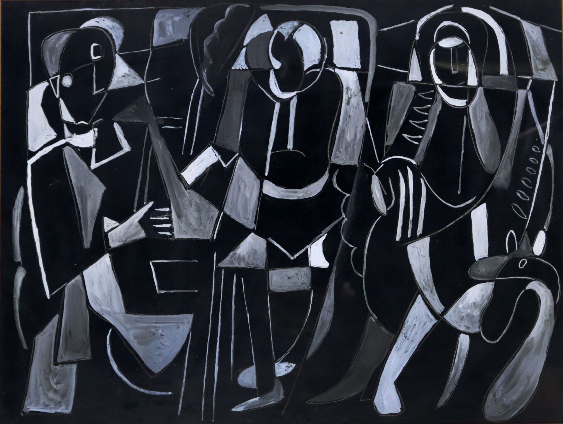 Null André LANSKOY (1903-1976)
Tres figuras 
Aguada blanca sobre papel negro 
48&hellip;