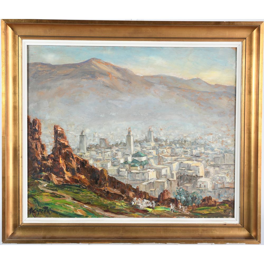Null CARIFFA F.(1890-1975)."摩洛哥的非斯"。签名的Isorel上的油画。H.60 L.72.
