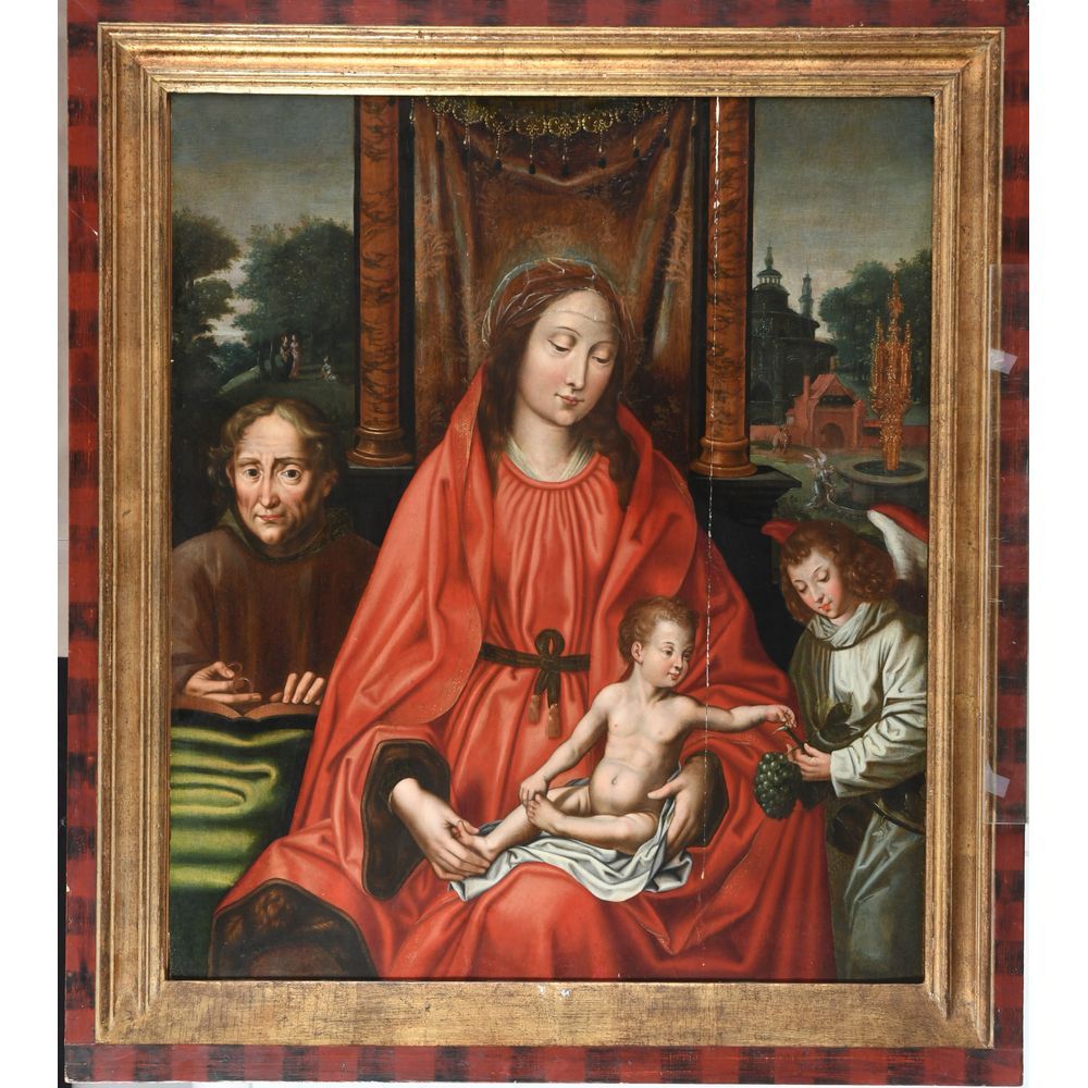 Null ÉCOLE ANVERSOISE Vers 1600. (Atelier de Coffermans). « Vierge à l’enfant av&hellip;