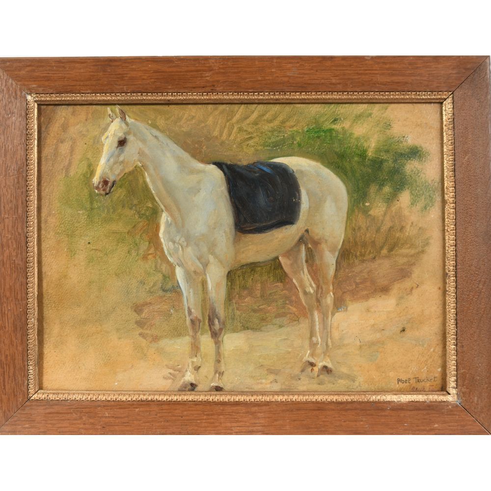 Null ABEL-TRUCHET Louis. (1857-1918). « Etude pour un cheval sellé ». Huile sur &hellip;