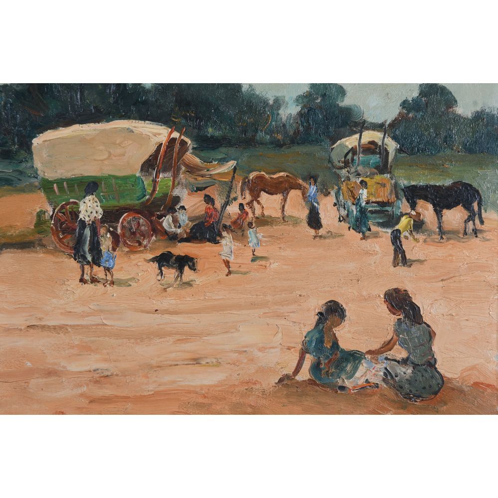 Null DYF Marcel. (1899-1985). "The gypsies". Signed canvas. H.38 L.46.