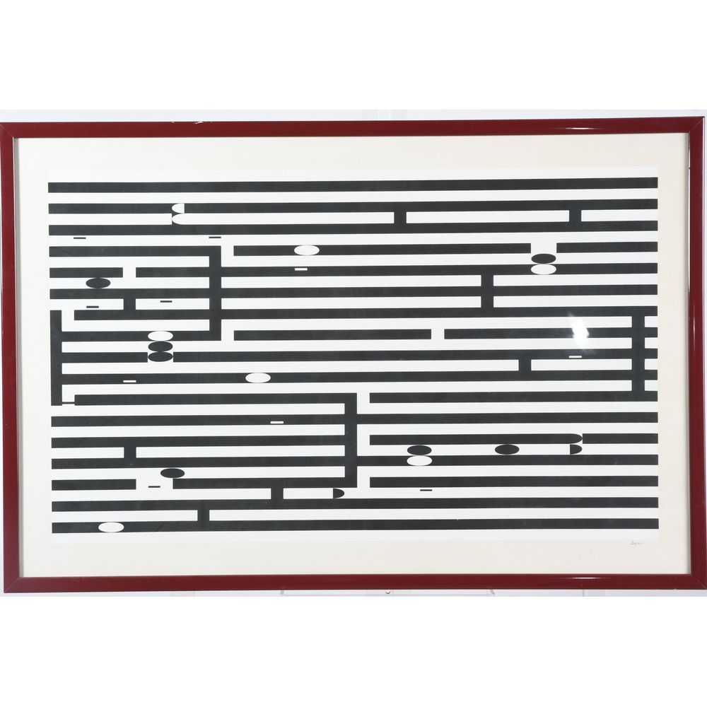 Null AGAM Yaacov. (Geboren 1928). "Komposition in schwarz-weiß". Lithographie nu&hellip;