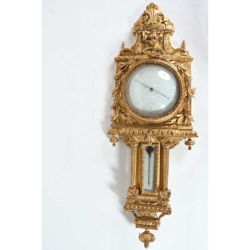 Null Barómetro de madera LOUIS XVI con hermosos dorados decorados con columnas c&hellip;