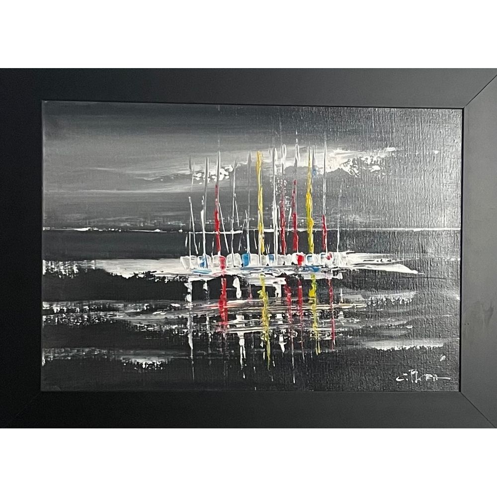 Null CLABAU Flora (1957)."海洋"。布面油画，右下角有签名。装框尺寸为49 x 66厘米。尺寸：38 x 55厘米。