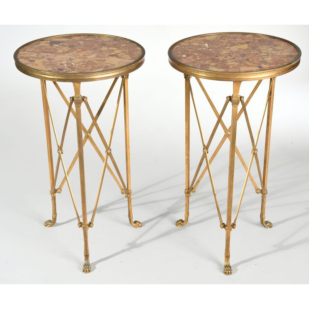 Null PAIR OF GUERIDONS IN THE EMPIRE STYLE in gilded bronze resting on a tripod &hellip;