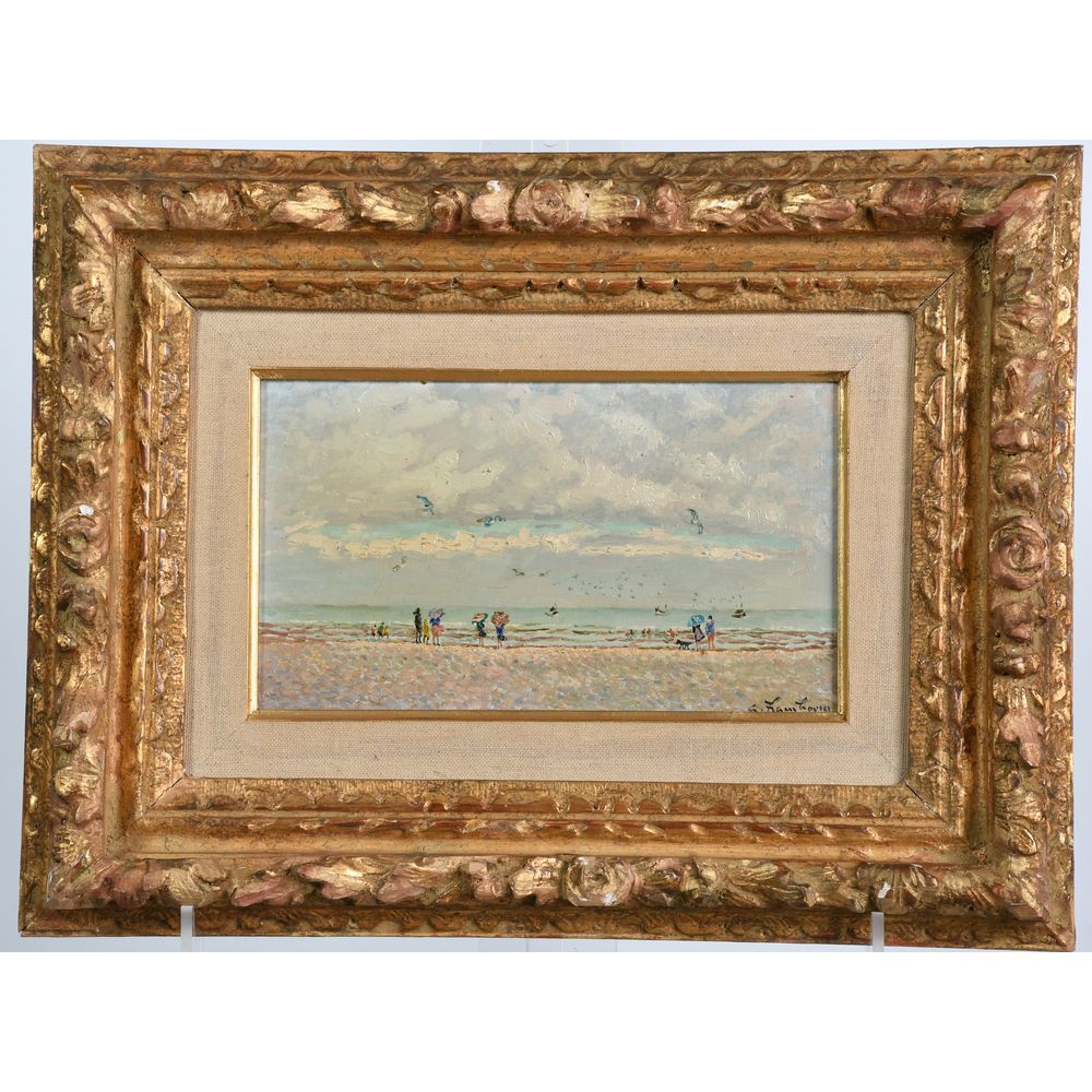 Null HAMBOURG André (1909-1999). "In Deauville, mild weather". Oil on canvas sig&hellip;