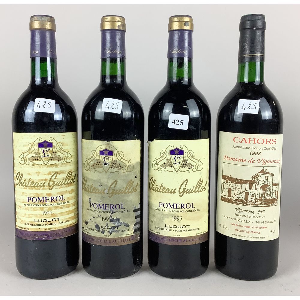Null 3 Btles Château GUILLOT, 2 in 1995 and 1 in 1994, 1 Btle de CAHORS, Domaine&hellip;