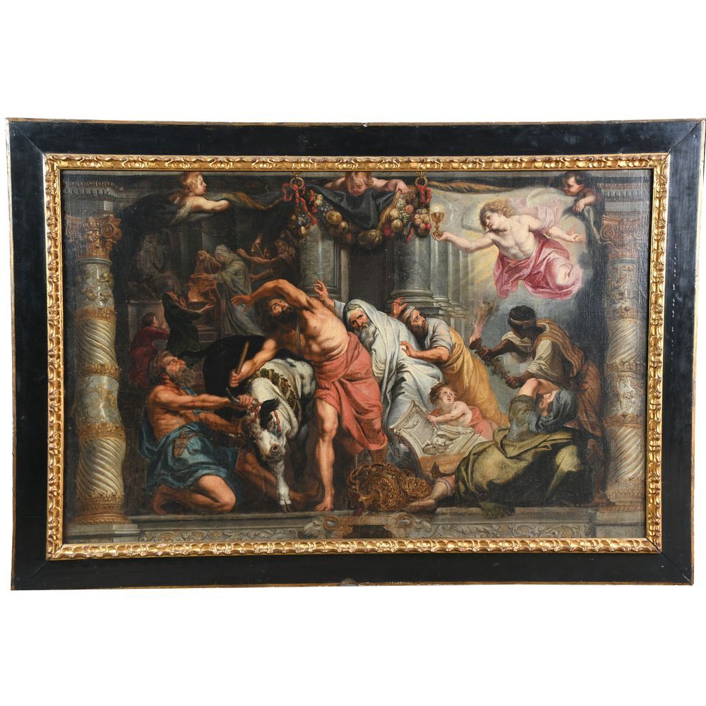 Null 彼得-保罗-鲁本斯（1577-1640）。约1670年。"圣餐仪式对偶像崇拜的胜利"。 在普拉多博物馆展出的鲁本斯的挂毯模型基础上创作的大型布面油画。&hellip;