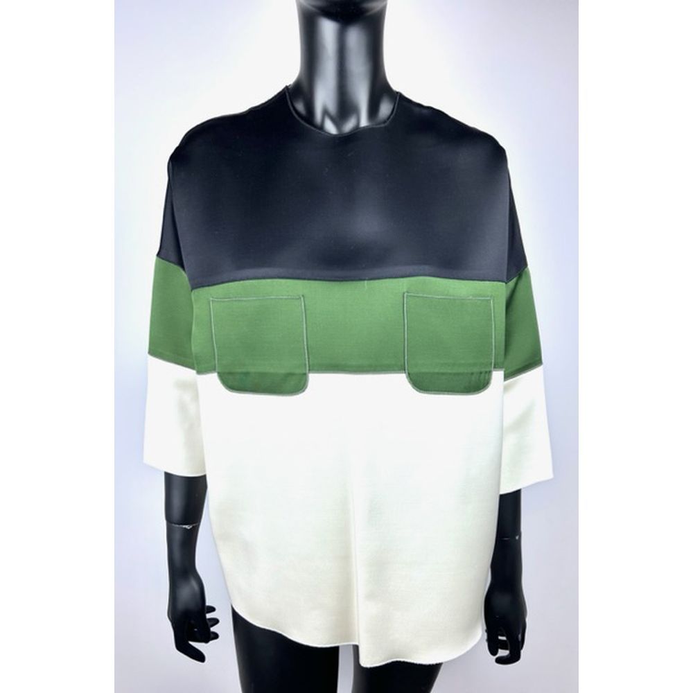 Null CELINE. Black, green and off-white silk and wool tunic. Round neckline. 2 o&hellip;