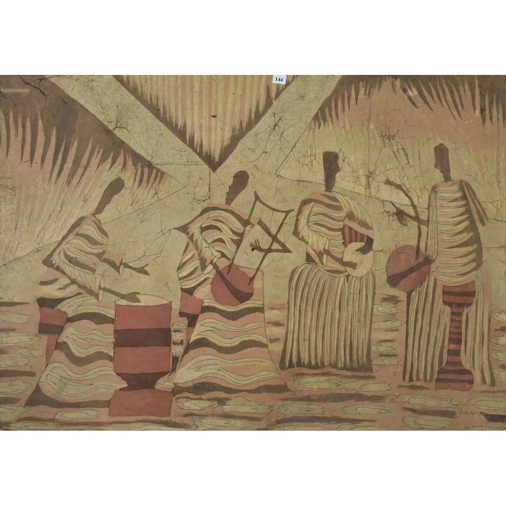 Null BURENNGA. ( ?). « L’orchestre africain ». Technique mixte sur toile signée.&hellip;