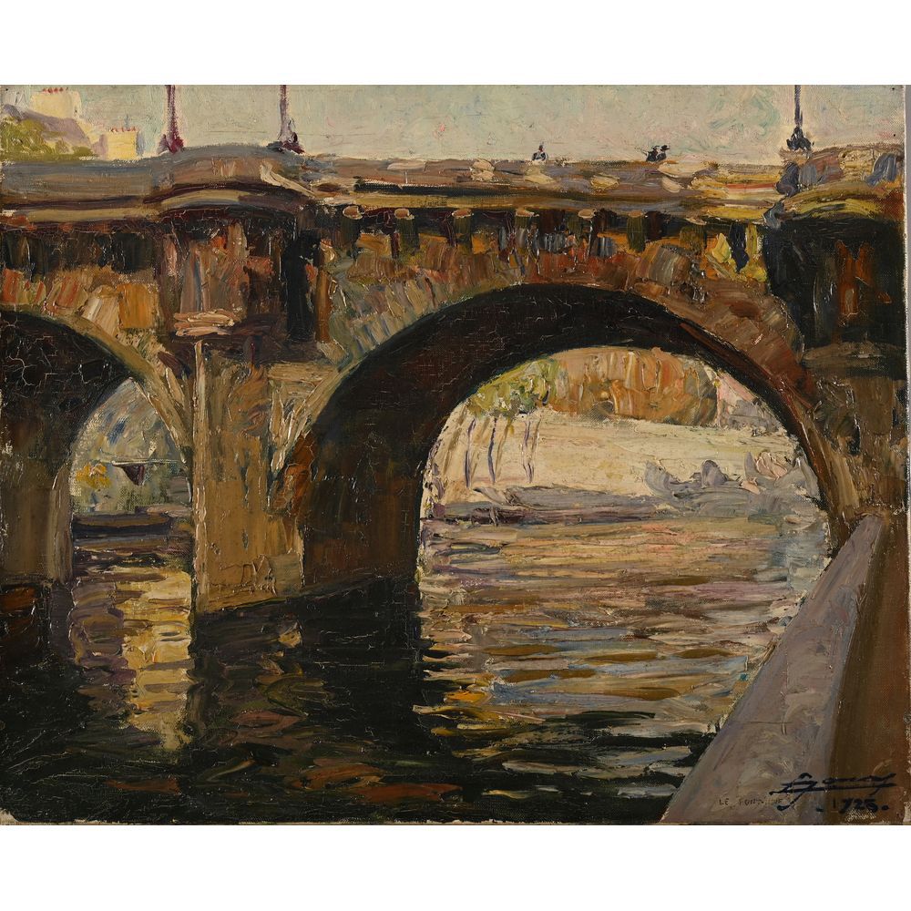 Null JONAS Lucien. (1880-1947). «Le pont sur la Seine à Paris». Toile signée et &hellip;