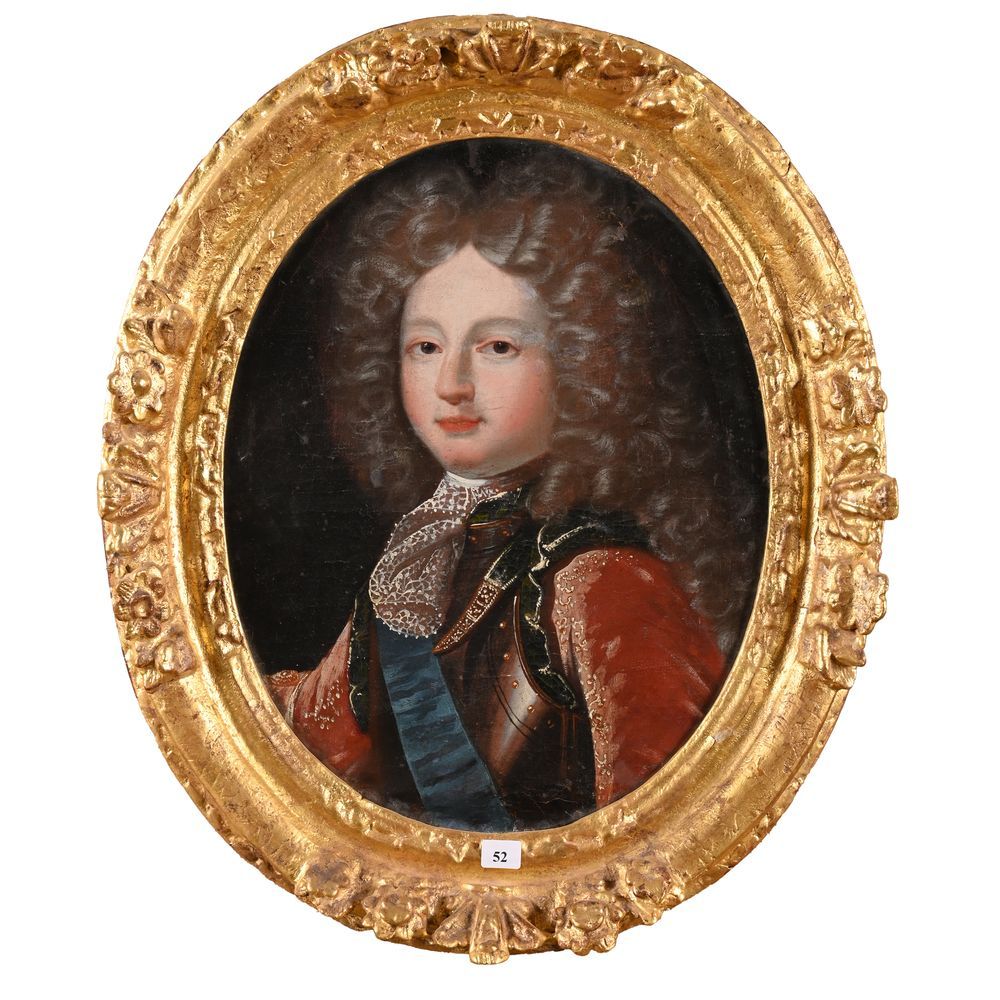 Null ÉCOLE FRANCAISE du XVIIIè. «Portrait de Louis XV enfant en armure». Huile s&hellip;