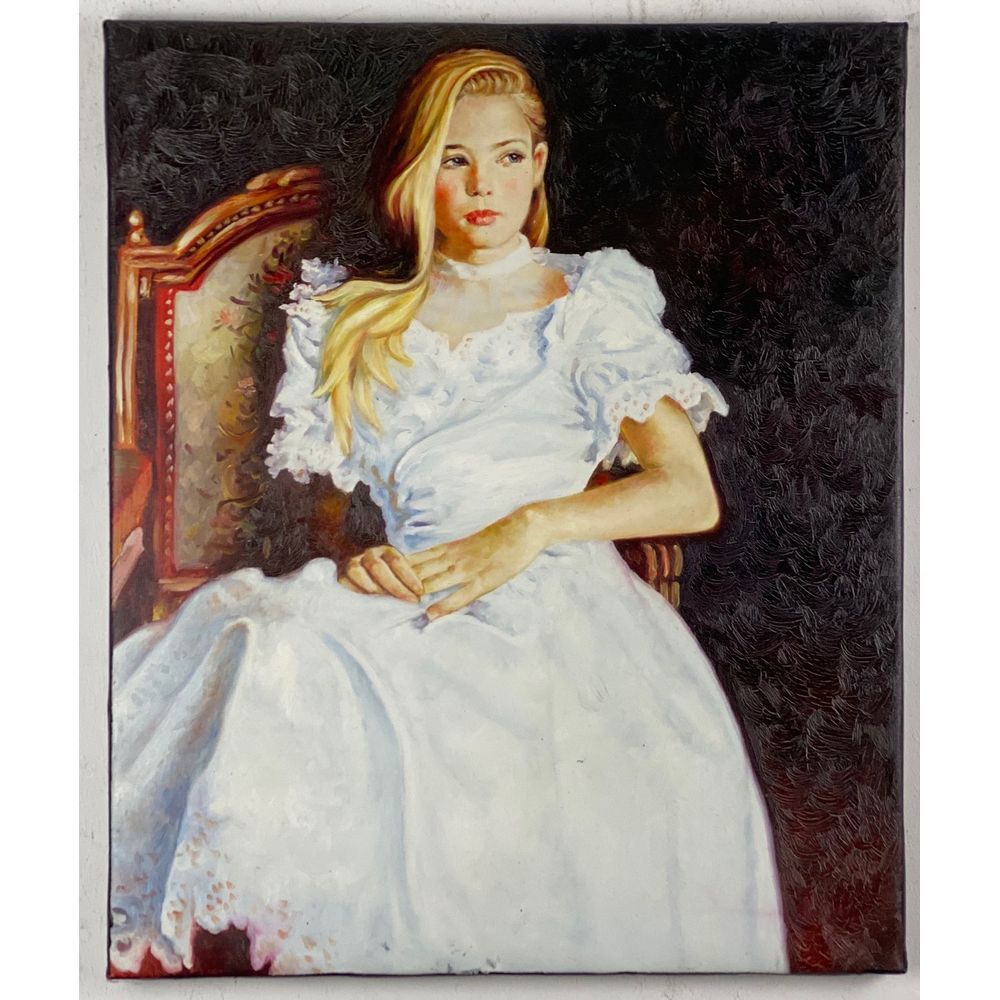 Null ECOLE MODERNE (XXème siècle). «La robe blanche ». Huile sur toile. Format :&hellip;