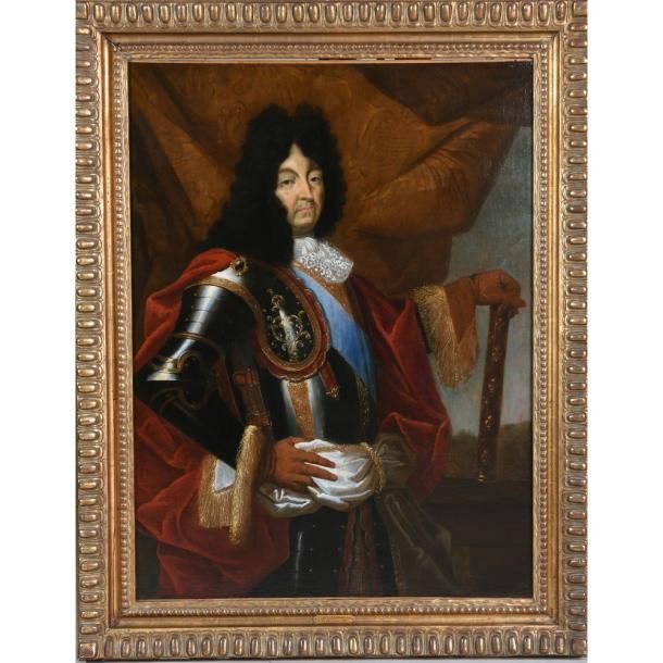 Null RIGAUD. (Entourage de). ÉCOLE FRANCAISE vers 1700. « Portrait de Louis XIV &hellip;