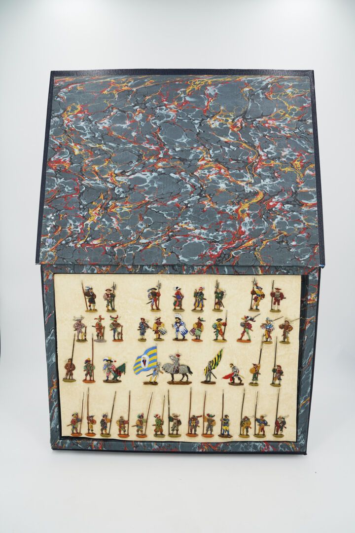 Null 锡板 - 精美的绘画：正面 - 反面：30年战争 - 骑士和标准（40）。

正面：阿兹特克人和征服者--1520年（26）--正面/反面：兰斯奎内茨&hellip;
