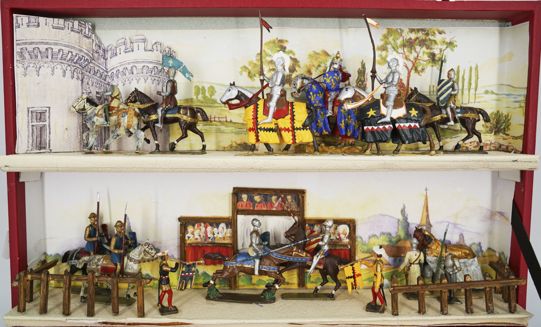 Null Ronde Bosse mit CBG: Diorama bestehend aus 2 Etagen mit Rittern des 15. Jah&hellip;