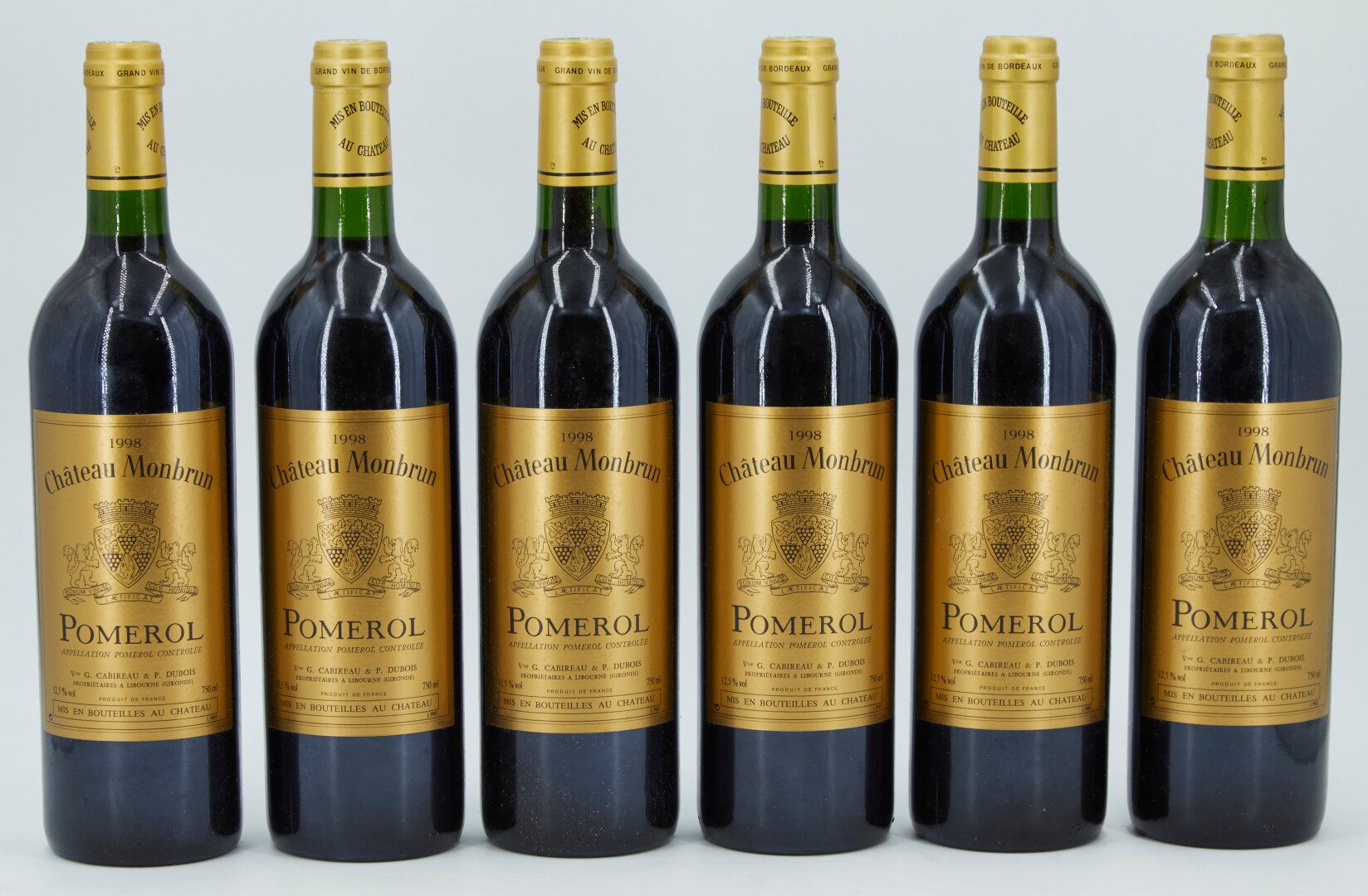Null 6 bouteilles de POMEROL Château Montbrun par Cabireau & Dubois - année 1998