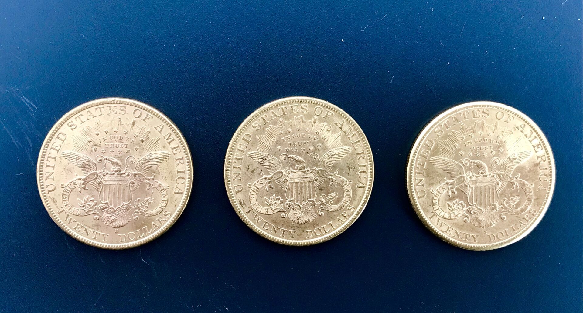 Null 3 pièces de 20 dollars US Liberty Head années 1897 atelier S, 1896 et 1893 &hellip;