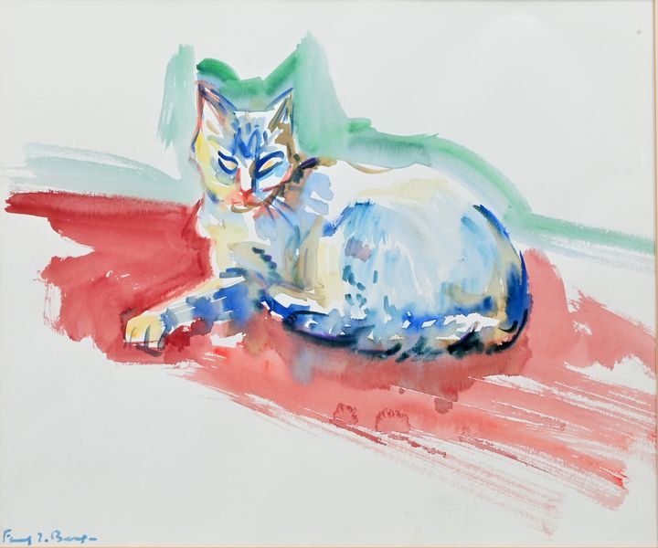 Bange(?) Franz, Aquarell / Bange (?), Water colour Bange(?), Franz Lying cat wit&hellip;