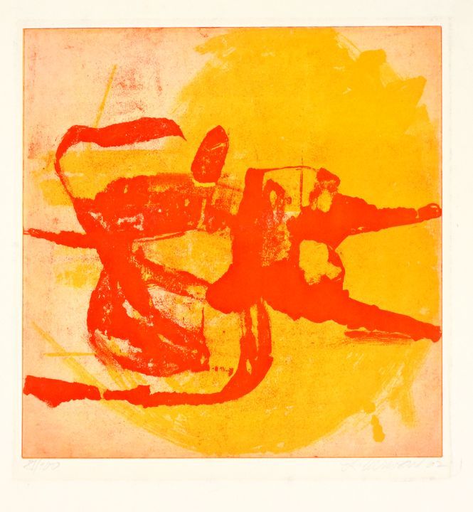 Merwart, Komposition in Rot-Orange / Etching Merwart, Ludwig. 1913-1979 Vienna O&hellip;