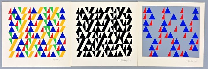 Becker, C., Drei Blatt Siebdrucke / Three screen prints 贝克尔，C. 三张彩色丝网印刷品。1971年。每&hellip;