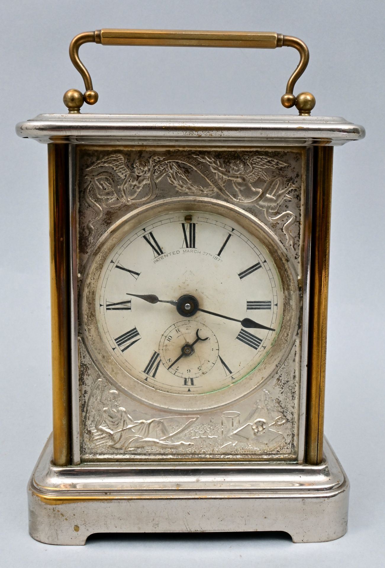 Tischuhr/ Reiseuhr / Carriage clock 座钟/旅行闹钟，美国，Ansonia Clock Comp.，约1880-1900 镀镍&hellip;
