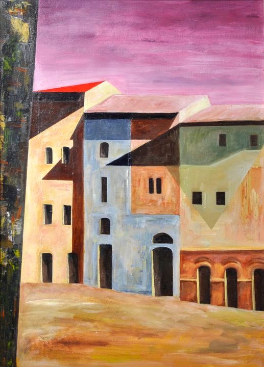 De Jonge. Gemälde ''San Gimignano'' de Jonge, F. A. Actif 2ème moitié du 20ème s&hellip;