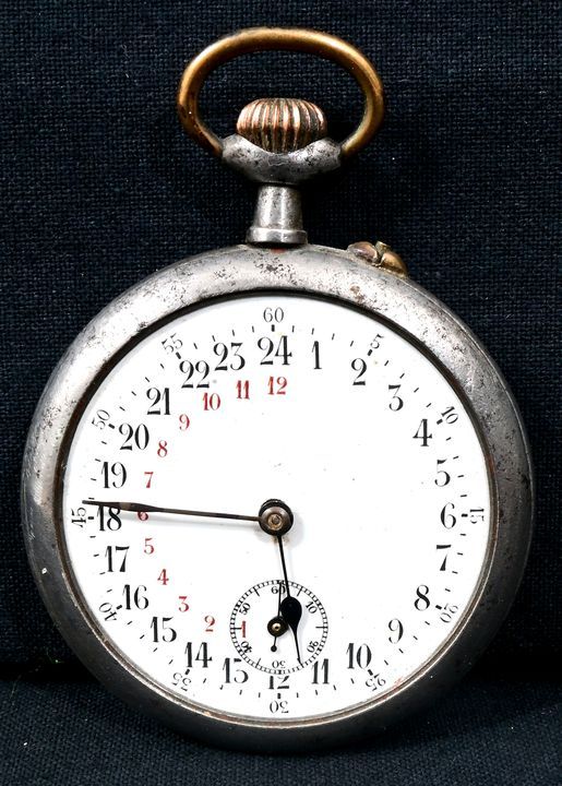 Taschenuhr / Pocket watch Pocket watch in metal case with cylinder escapement, d&hellip;