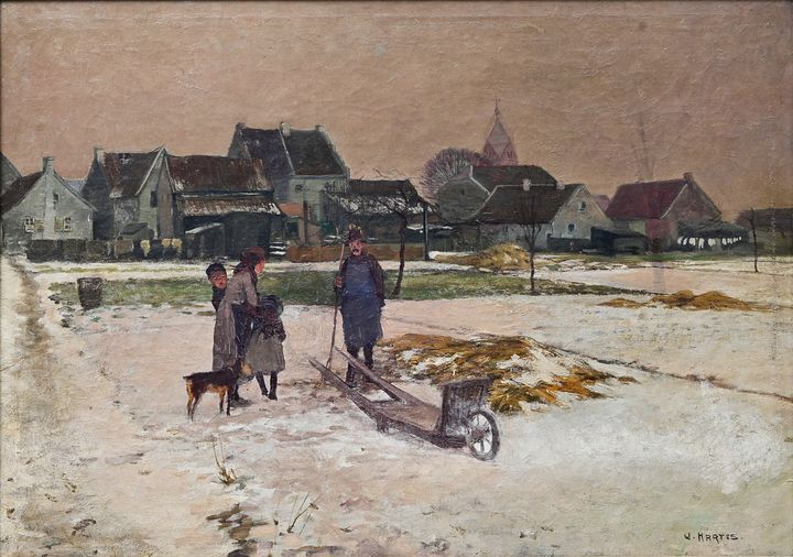 Hartes, Wilhelm: Winter im Dorf/ village in winter Hartes, Wilhelm. 1860-1926 (D&hellip;