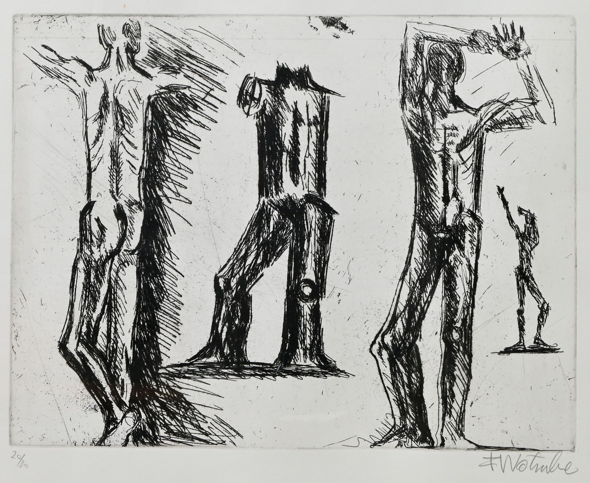Null 沃特鲁巴，弗里茨。维也纳 1907 - 1975 图文研究。在Rives铺装纸上的蚀刻画，签名，编号。Ex. 20/ 30. 24,7 x 34 cm&hellip;