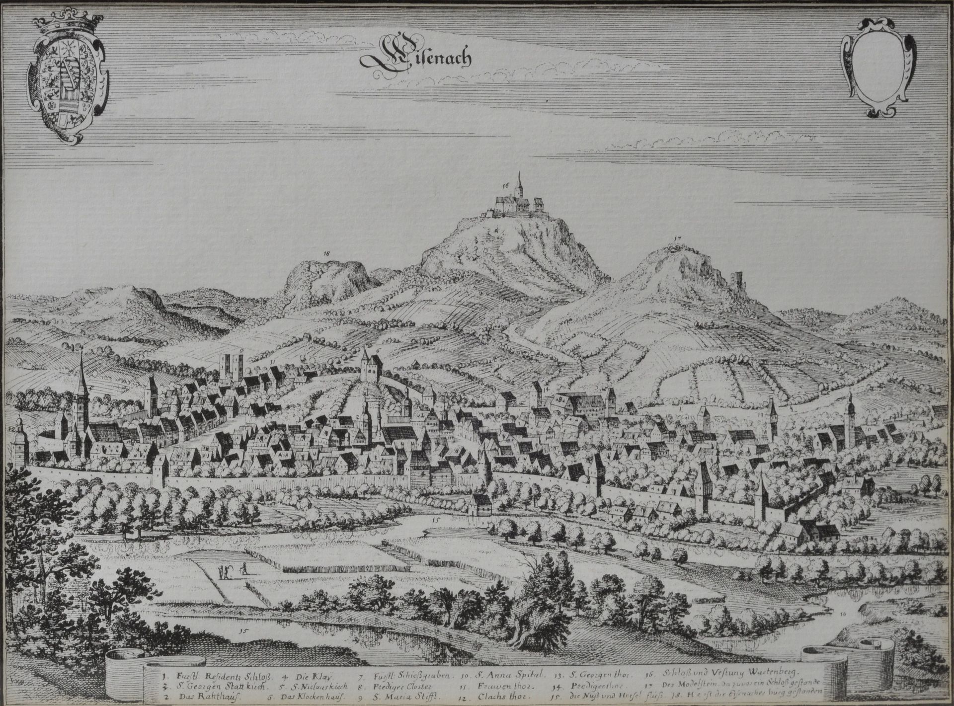 Null View of Eisenach From. Merian, Topographia Superioris Saxoniae. Reprint/rep&hellip;