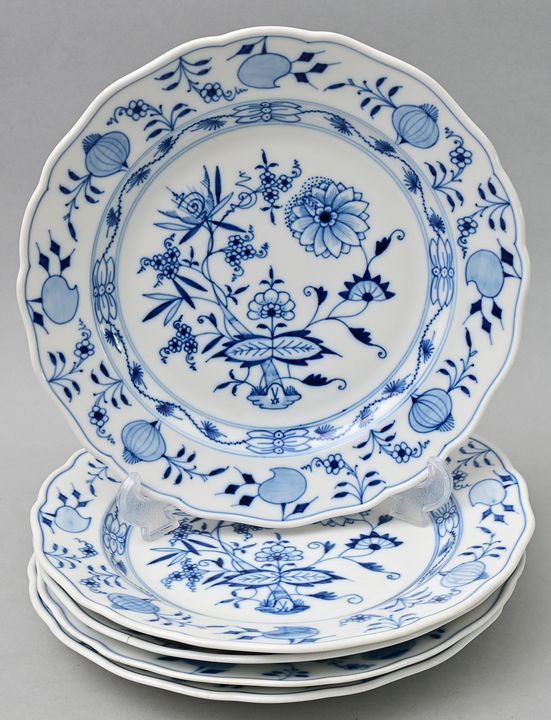 Null Cinq assiettes plates, Meissen, 2e moitié du 19e - milieu du 20e s. Porcela&hellip;