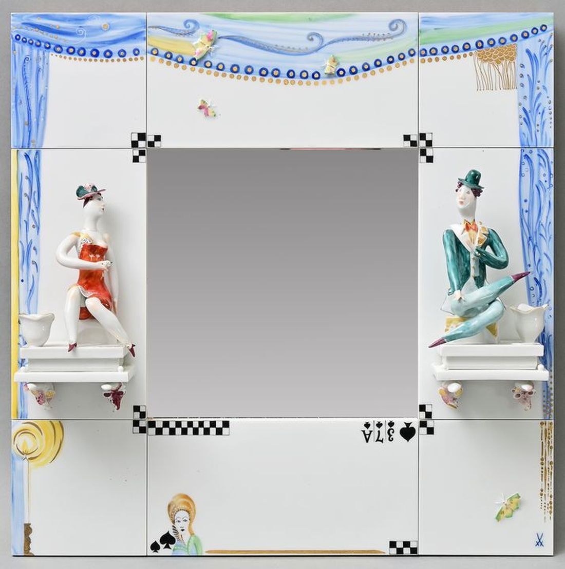 Null Miroir ''Piqué Dame'', Meissen, 2005. Modèle Silvia Klöde, décor Gudrun Gau&hellip;