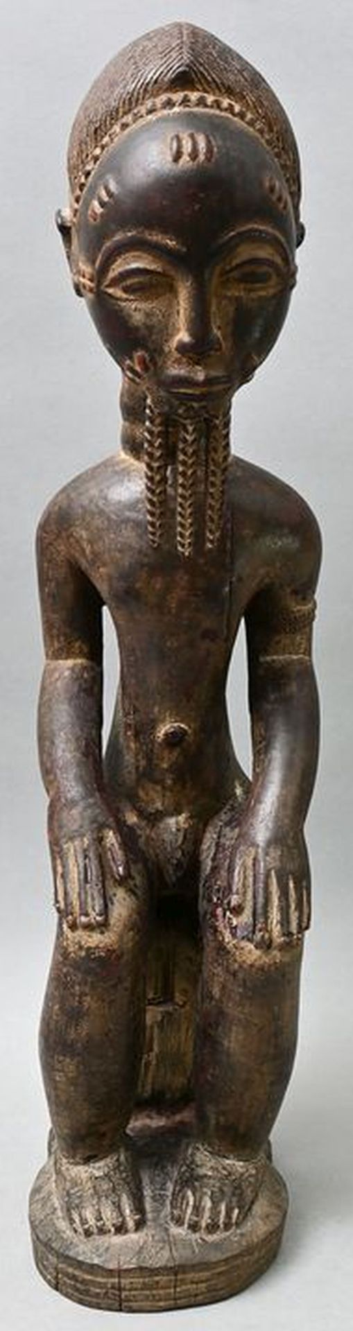 Null Male figure, Ivory Coast, Baule, 20th c. Ancestor figure, in sitting postur&hellip;