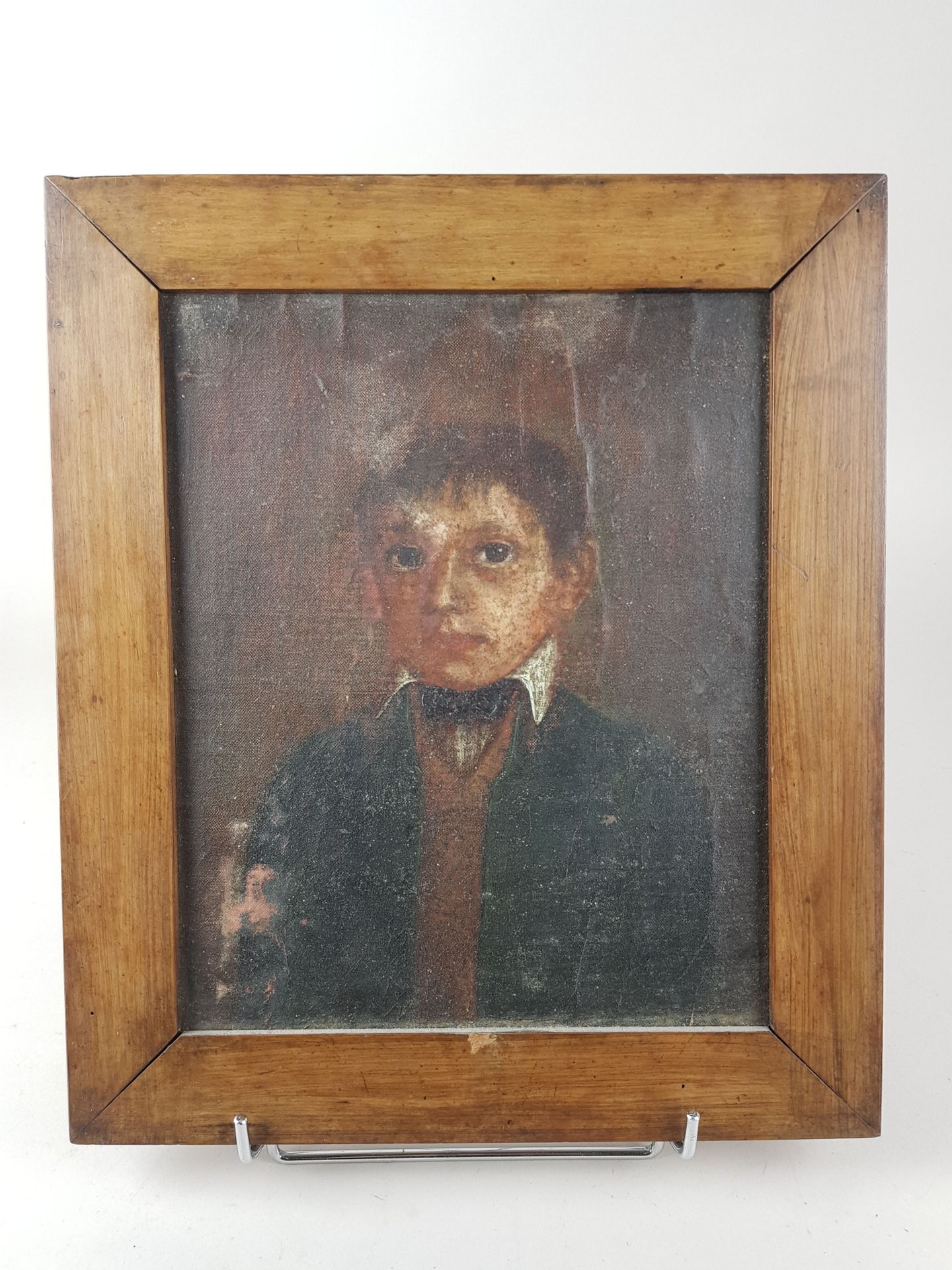 Null 油画《阿尔萨斯服装的儿童肖像》高24 x 宽29厘米--磨损