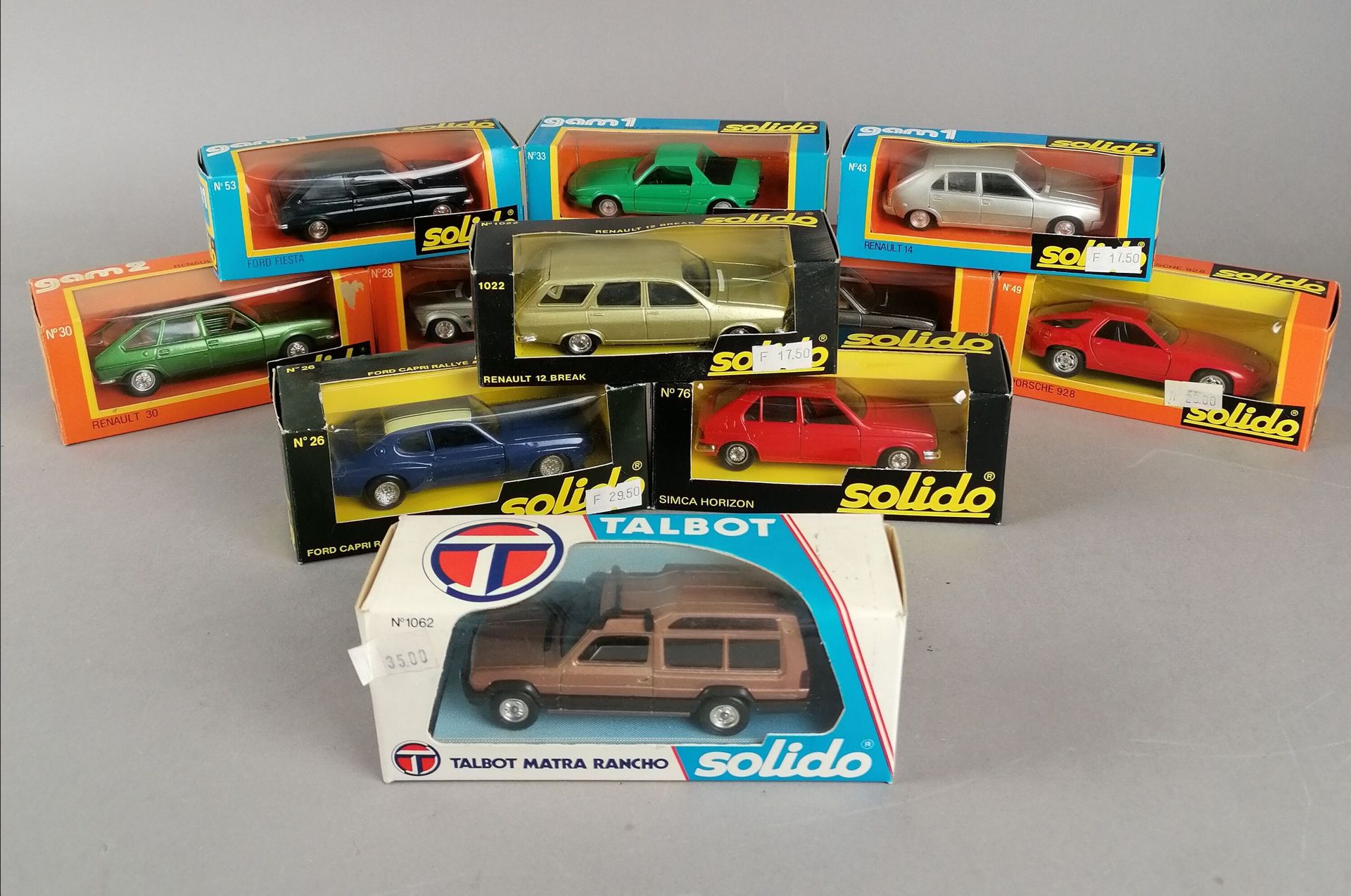 Null SOLIDO - 1/43 scale vehicles in their original boxes: 

3x Gam3 Peugeot 604&hellip;