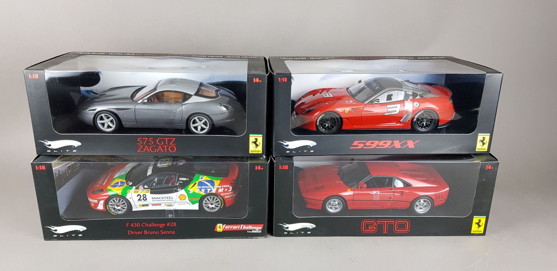 Null HOT WHEELS - Elite Collection, four Ferrari 1/18 scale:

1x F430 Challenge &hellip;