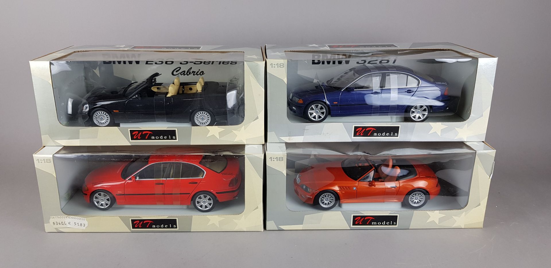 Null UT MODELS - QUATRE BMW échelle 1/18 :

2x 328 i

1x Z3 Roadster 2.8

1x E36&hellip;