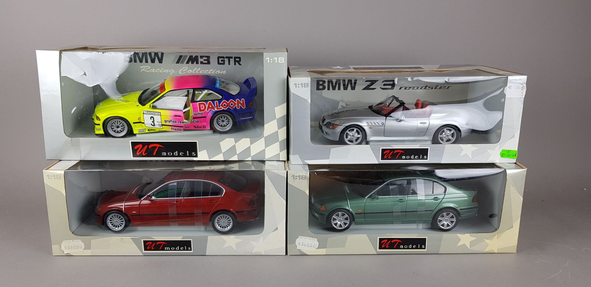 Null UT MODELS - QUATRE BMW échelle 1/18 dont : M3 GTR Racing Collection, Z3 roa&hellip;