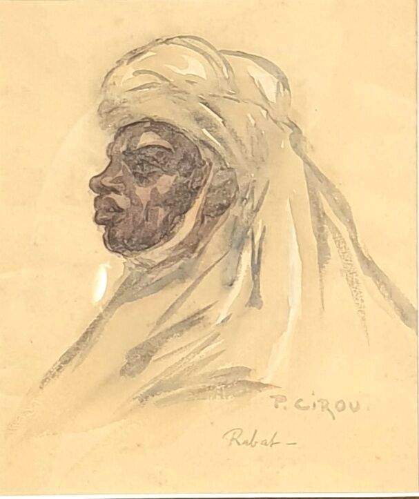 Paul CIROU (1869-1951) 
"Portrait d'homme de Rabat" 
Aquarelle 
Signée en bas à &hellip;