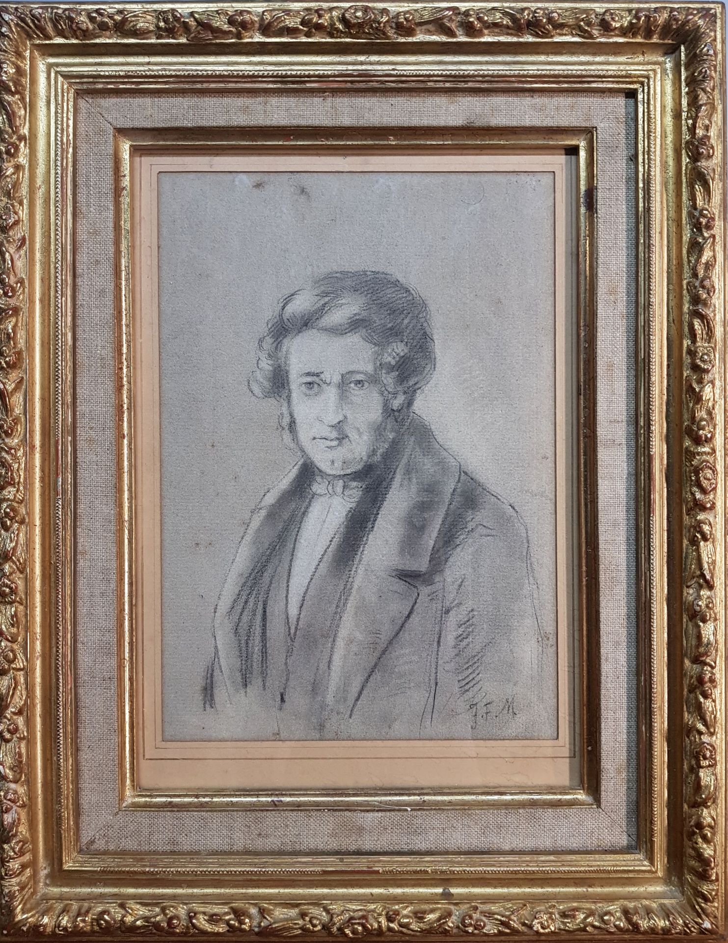 Jean François MILLET (1814-1875) 
"Portrait de notable" 
Crayon gris et crayon b&hellip;